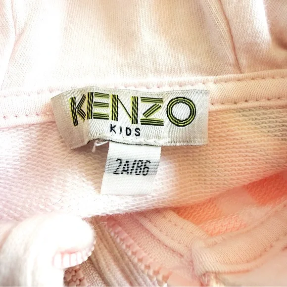 Kenzo Kids Paris Tiger Graphic Zip Hoodie Light Pink Sweatshirt Girls 2 (2A) - Picture 10 of 14